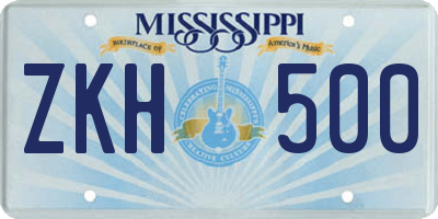 MS license plate ZKH500