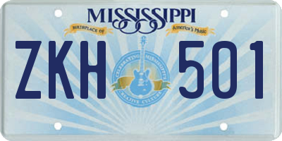MS license plate ZKH501