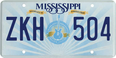 MS license plate ZKH504