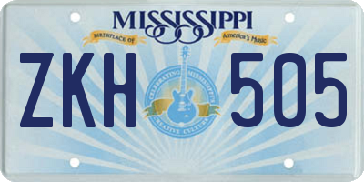 MS license plate ZKH505