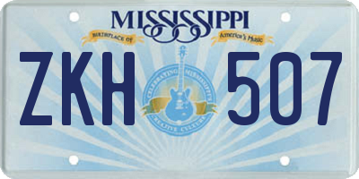 MS license plate ZKH507