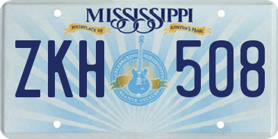 MS license plate ZKH508