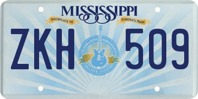 MS license plate ZKH509