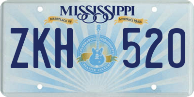 MS license plate ZKH520