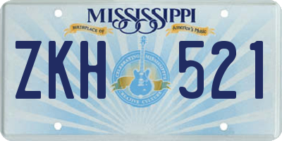 MS license plate ZKH521
