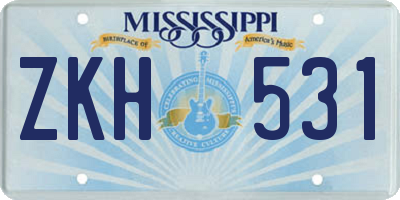 MS license plate ZKH531