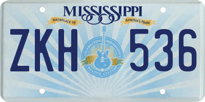 MS license plate ZKH536