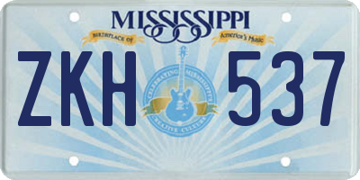 MS license plate ZKH537
