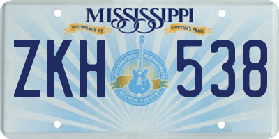 MS license plate ZKH538