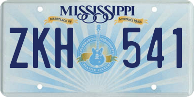MS license plate ZKH541