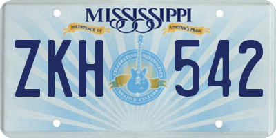 MS license plate ZKH542