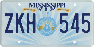 MS license plate ZKH545