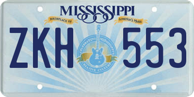 MS license plate ZKH553