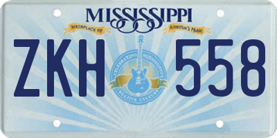 MS license plate ZKH558