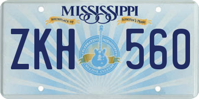 MS license plate ZKH560