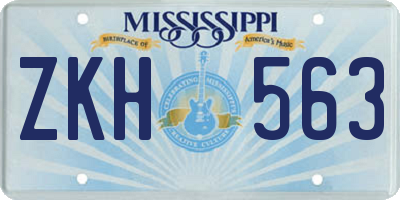 MS license plate ZKH563