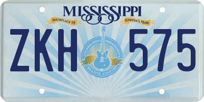 MS license plate ZKH575