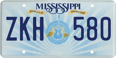 MS license plate ZKH580