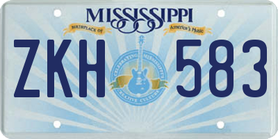 MS license plate ZKH583