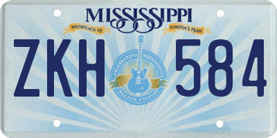 MS license plate ZKH584