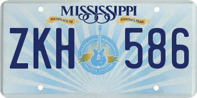 MS license plate ZKH586