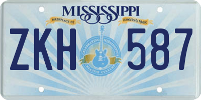 MS license plate ZKH587