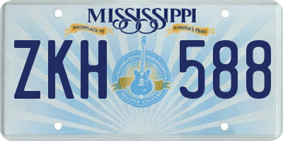 MS license plate ZKH588