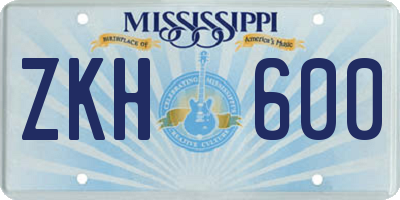MS license plate ZKH600
