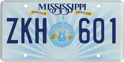 MS license plate ZKH601