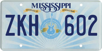 MS license plate ZKH602
