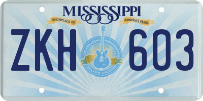 MS license plate ZKH603