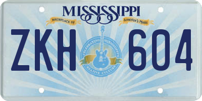 MS license plate ZKH604