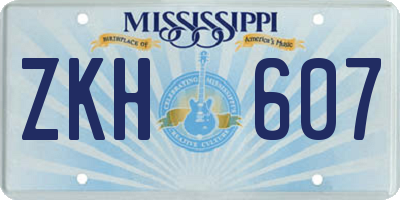 MS license plate ZKH607