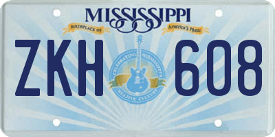 MS license plate ZKH608