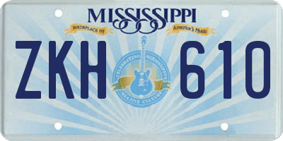 MS license plate ZKH610