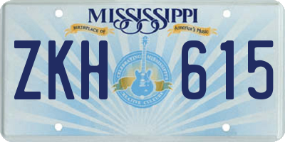 MS license plate ZKH615