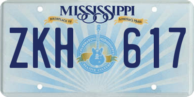 MS license plate ZKH617