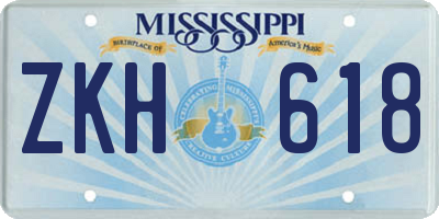 MS license plate ZKH618