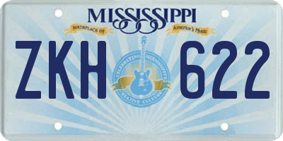 MS license plate ZKH622