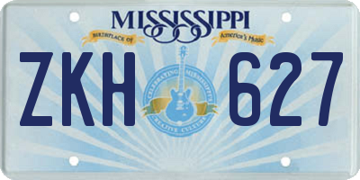 MS license plate ZKH627