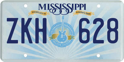 MS license plate ZKH628