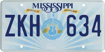 MS license plate ZKH634