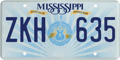 MS license plate ZKH635