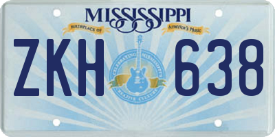 MS license plate ZKH638