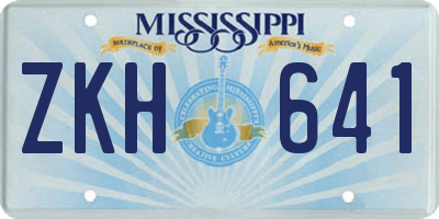 MS license plate ZKH641