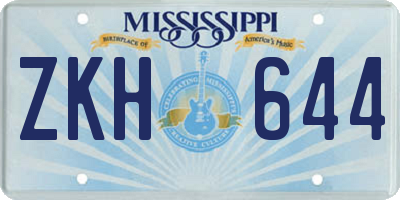 MS license plate ZKH644