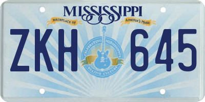 MS license plate ZKH645