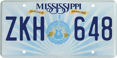 MS license plate ZKH648