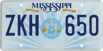 MS license plate ZKH650