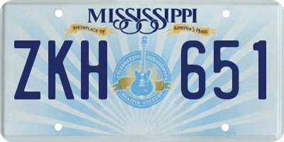 MS license plate ZKH651